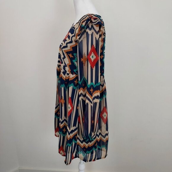 Umgee Aztec Print Babydoll Dress Size Small - Picture 2 of 13